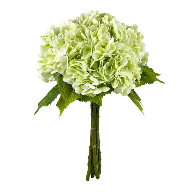 Flores artificiales de hortensia Yatim, verde claro, 53 cm, 5 unidades