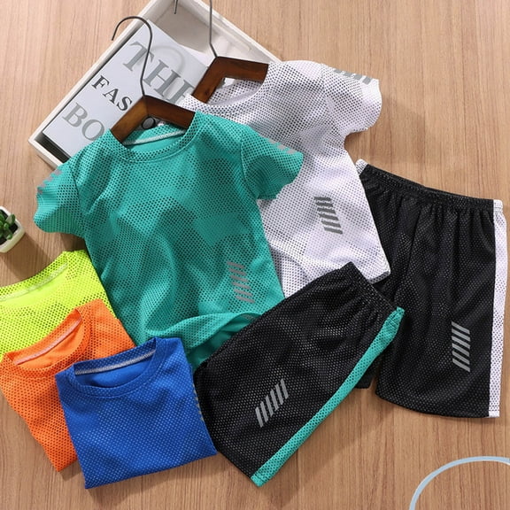 Kids Boys 2-Piece Basketball Shorts Set - Performance Tank Top & Mesh Shorts, Quick-Dry Breathable Fabric for Sports & Daily Wear, Ages 4-12