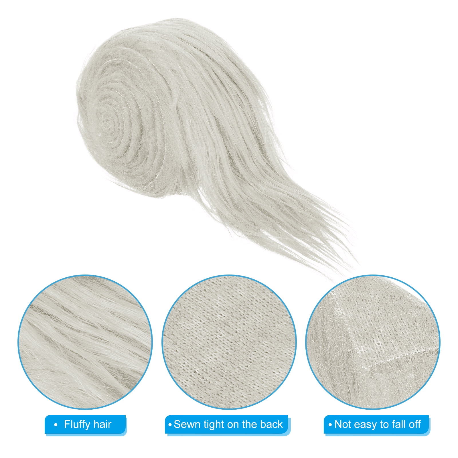 Uxcell Plush Faux Fur Fabric Precut Strips, 59" x 2" Fluffy Faux Fur Ribbon, Grey 2Pack