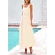 thumbnail image 4 of Vestido Maxi PRETTYGARDEN para Mujer 2025 Cuadros Cuello Cuadrado Beige, 4 of 8
