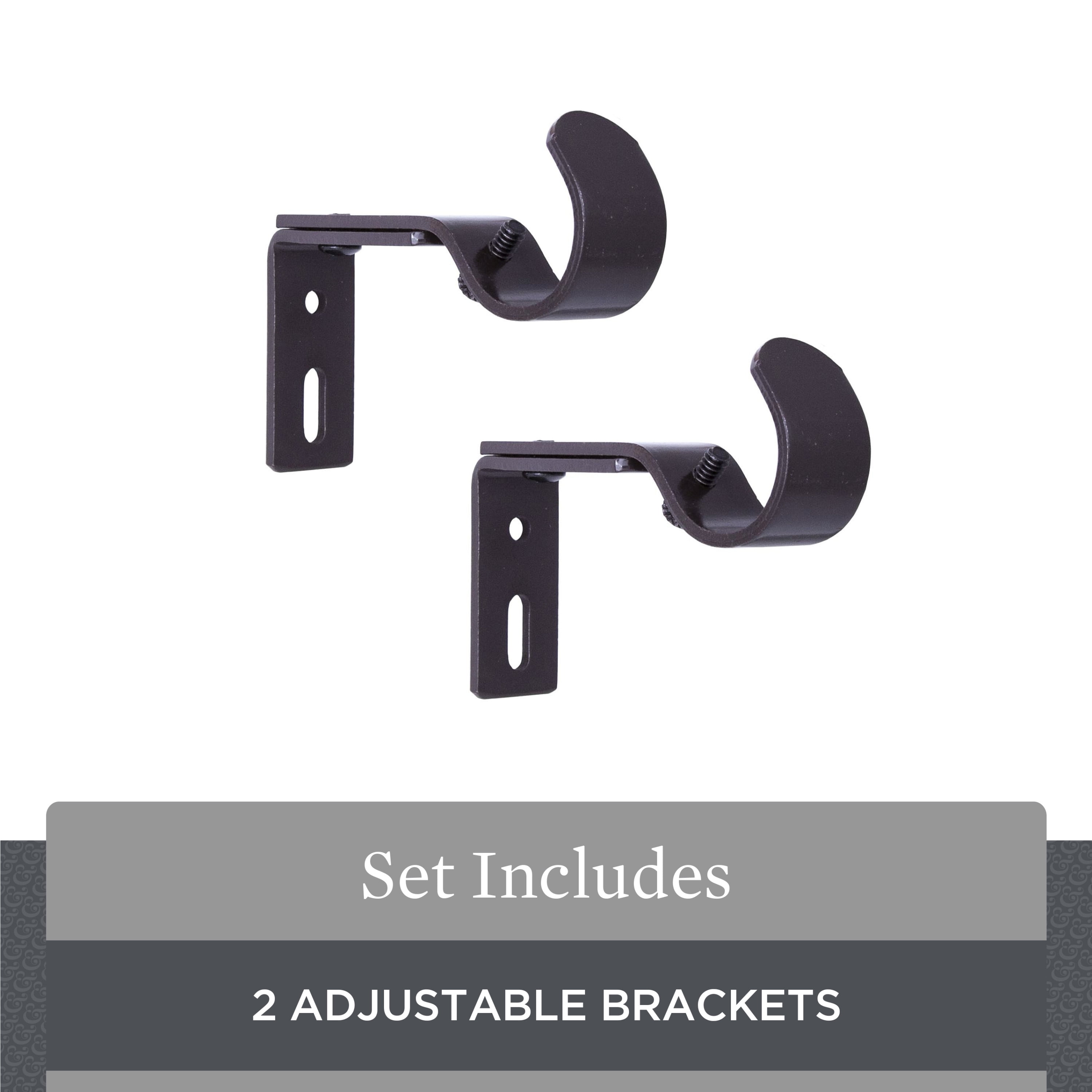 Better Homes & Gardens Metal Adjustable Curtain Rod Brackets in Bronze, 3/4 to 1 Inch Diameter