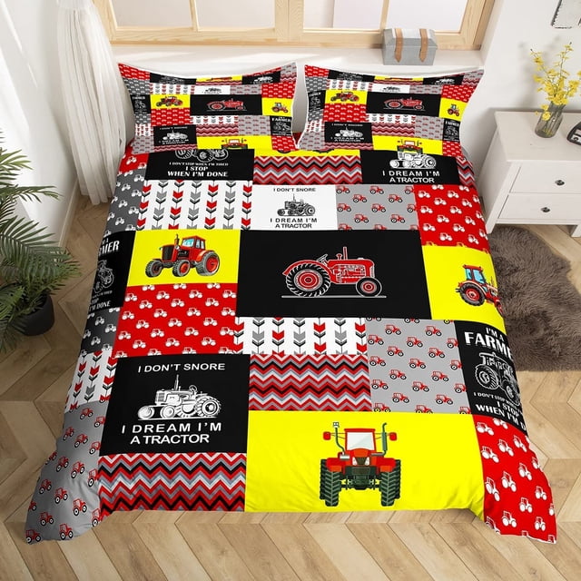 Tractor Juego de Funda Nórdica Tractor de dibujos animados juego de cama para niños Niño pequeño