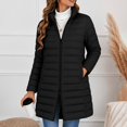 thumbnail image 6 of Smupbvky Womens Long Puffer Coat Stand Collar Two-Way Zip Up Lightweight Quilted Jacket Winter Outdoor Warm Outerwear (2XL, Black), 6 of 9