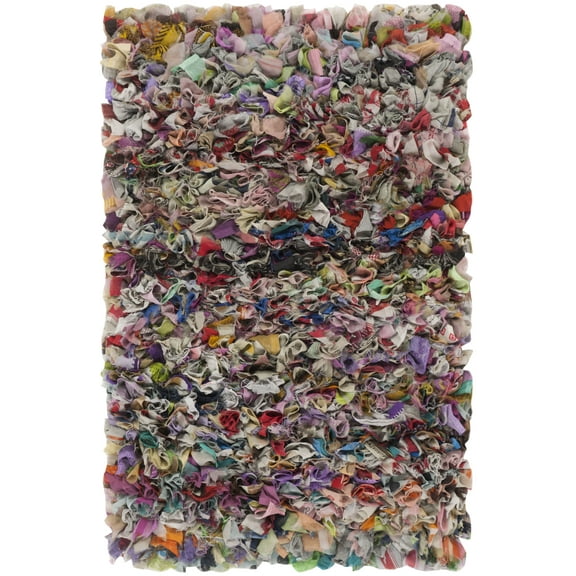 SAFAVIEH Rio Cassandra Confetti Polyester Shag Area Rug, Light Pink/Multi, 6' x 9'