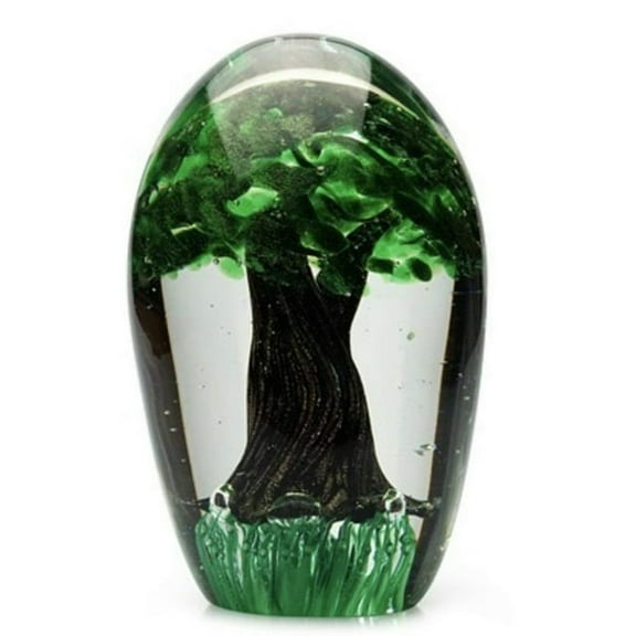 Dynasty Gallery Glass Paperweight with Tree Design