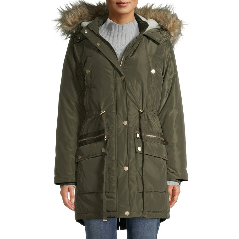 Time and Tru - Time and Tru Women's Heavyweight Anorak with Faux Fur ...