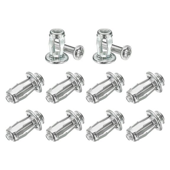 Uxcell 10-Pack M4 x 16 Hollow Door Anchor Set, Petal Nuts Expansion Screw Jack Nut for Hollow Wall[Silver Tone]