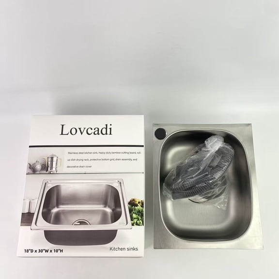 Lovcadi Kitchen sinks,30 -inch Undermount Single Bowl Gauge Stainless Steel Kitchen Sink