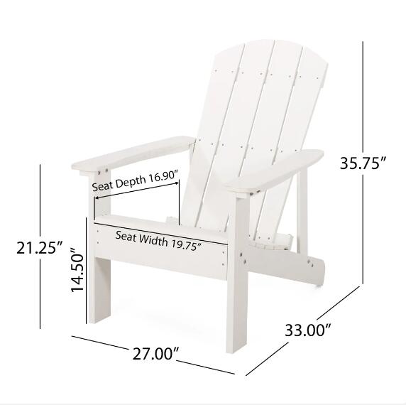 Classic Pure White Outdoor Solid Wood Adirondack Chair Garden Lounge Chair - image 3 of 7
