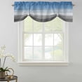 thumbnail image 2 of Blue Gray Tie Up Valance Curtains for Windows, Kitchen Curtains Window Shades, Vintage Farmhouse Gradient Wooden Grain Art Light Filtering Roman Curtain Valances for Bedroom/Bathroom/Cafe 54"x18", 2 of 9