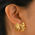 thumbnail image 5 of Gold Bow Earrings for Women Bow Stud Earrings Dainty Ribbon Earrings Small Bowknot Earrings Jewelry Birthday Christmas Gifts, 5 of 7