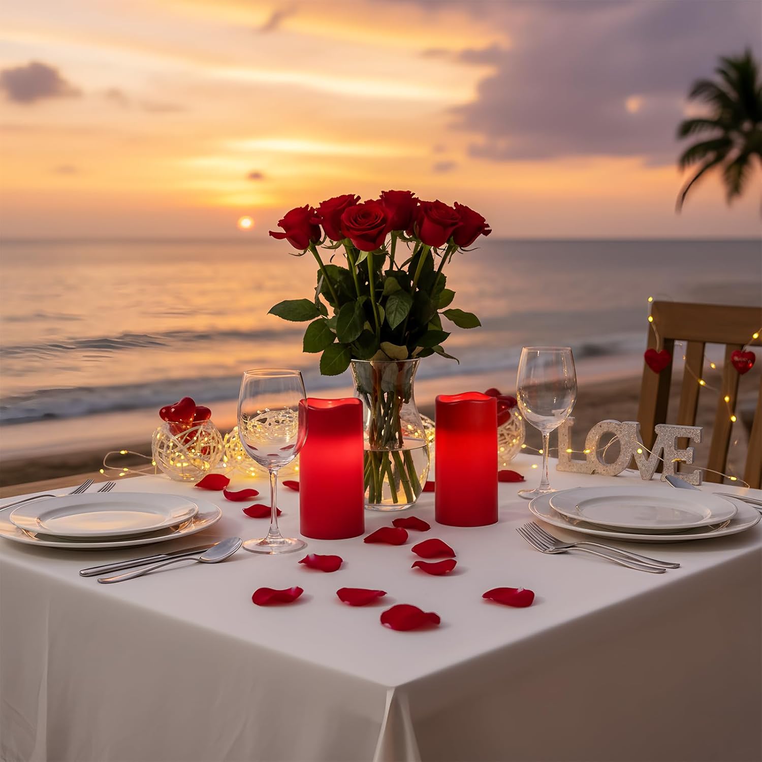 3"x6" Red Flameless Candles with Remote, Christmas Candles Battery Operated with Timer, Waterproof LED Pillar Candles for Thanksgiving Table, Home, Outdoor Decor, Plastic, Set of 6