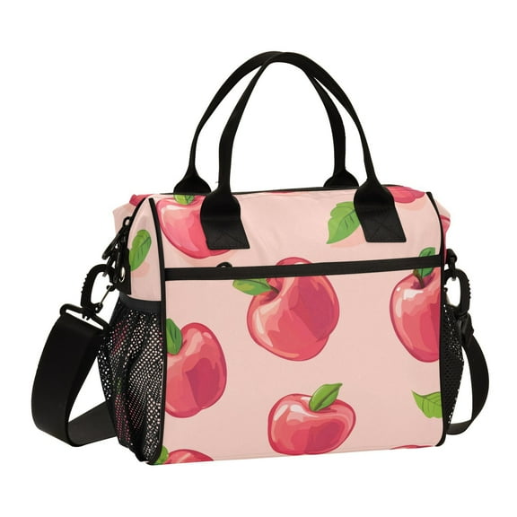Ckdifva Pink Apples Cooler Bag Cooler Cooling Tote Lunch Bag Lunch Box Front Pocket with Shoulder Strap