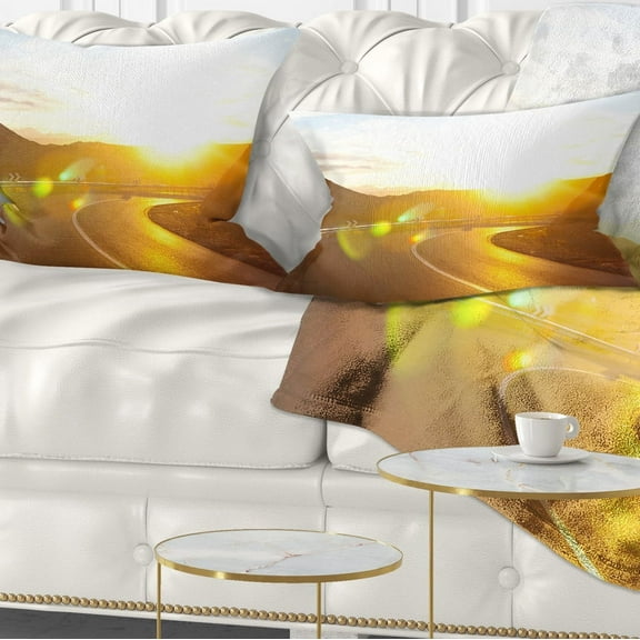 Designart 12" x 20" Yellow Polyester Throw Pillow