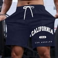 thumbnail image 2 of Razzly Men's Casual Shorts For Everyday Wear Stylish Letter Print Comfortable Fit For Active For Summer Outings And Relaxation Parish Shorts Tennis Shorts Tie Linden Creek Shorts for Men(Navy,3XL), 2 of 4
