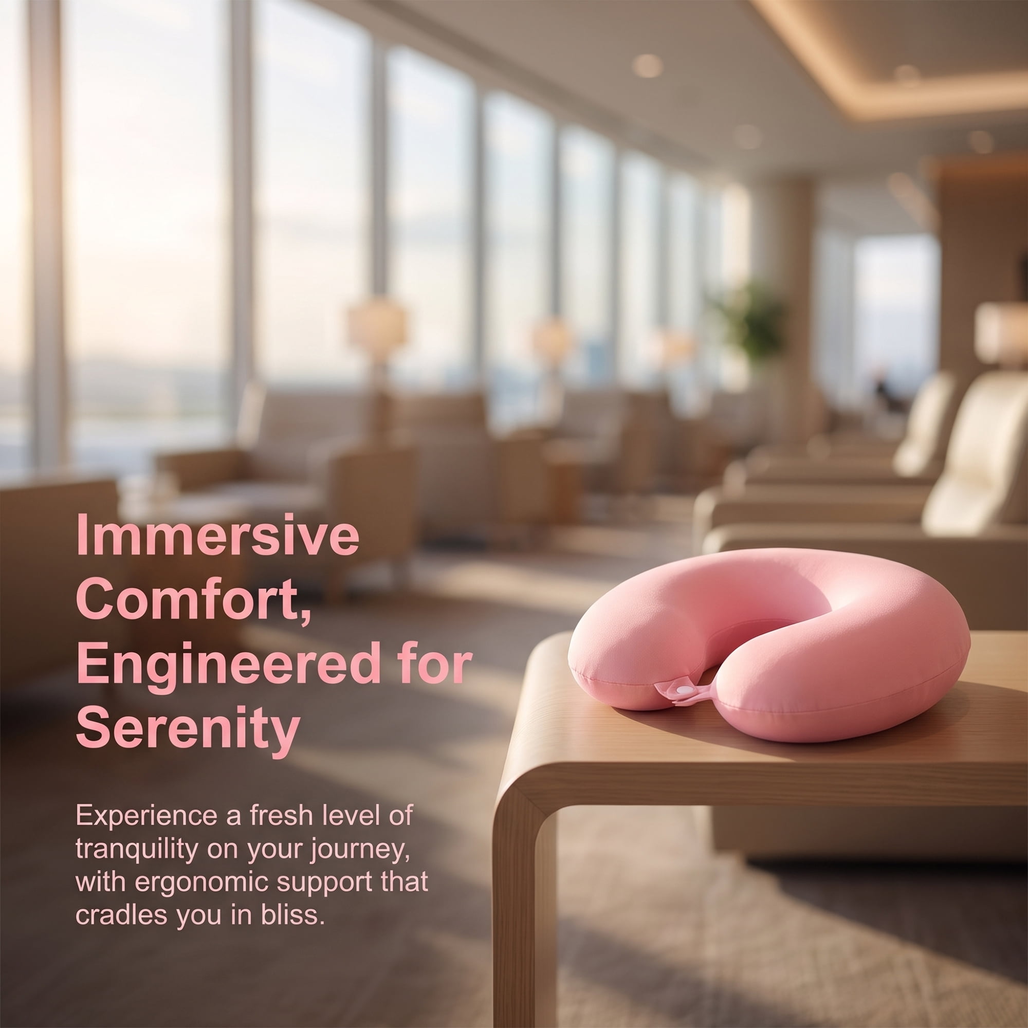 Unique Bargains Memory Foam Travel U Shape Neck Pillow Head Rest Pink 12"x12"x4"