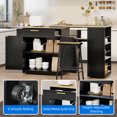 thumbnail image 5 of DEXTRUS Extendable Kitchen Island with Power Outlets & Wheels, Kitchen Island Table with 2 Stools, Black, 5 of 8