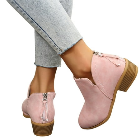 

Solid Color Ankle Booties Non-slipped and Wear Resistant Suitable for Camping Indoor Walking Pink 43