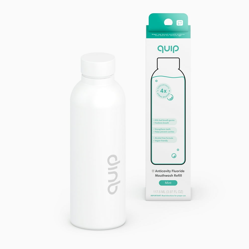 quip Mint Anticavity Fluoride Mouthwash Refill, 4x Concentrate, Dilutes
