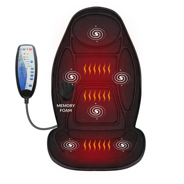 Snailax Back Massage Seat Cushion, Memory Foam Pad, 5 Massage Modes & 2 Heat Settings, Seat Massager multicolor