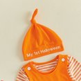 thumbnail image 6 of Cjfdfy Newborn Baby Boy Halloween Pumpkin Ghost Outfits My First Halloween Overalls Pants Striped Long Sleeve Romper And Hat Infant Cute My 1St Halloween Fall Winter Outfit, 6 of 9