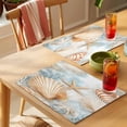 thumbnail image 4 of Coastal Placemats Set of 8 Nautical Beach Shell Starfish Coral Ocean Place Mats Indoor Wipeable Table Mats Washable Cloth Dining Table Placemats for Kitchen Holiday Party Home Decor 13x19 Inch, 4 of 9
