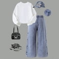 thumbnail image 4 of TOWED22 Baby Girl Outfit 2 Piece Toddler Girl Clothes Fall Winter Outfits Print Long Sleeve Sweatshirt Pants,White,3-4 Y, 4 of 5