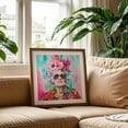 thumbnail image 2 of Ageless Glamour Unbound Lady Portrait - Painting Pop Art Floral Portrait Humor Fashion Watercolor Modern Art Oak Framed Wall Art Print 20 x 20 inches, 2 of 8