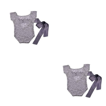 

2pcs Newborn Photography Props Baby Lace Romper Studio Photography Accessories Back Tie Girls Outfit