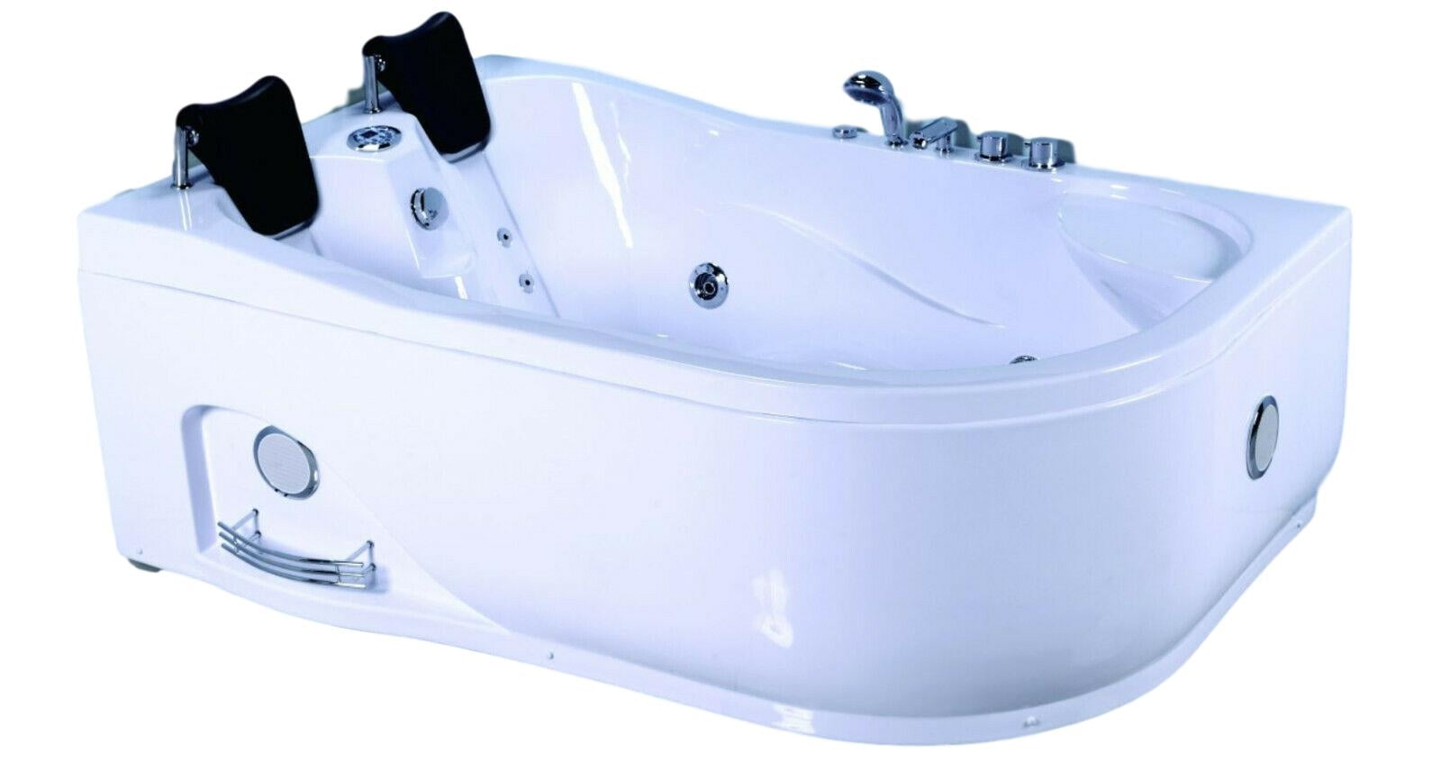 2 PERSON JETTED BATHTUB LEFT CORNER WHITE SPA 71" L Hydrotherapy