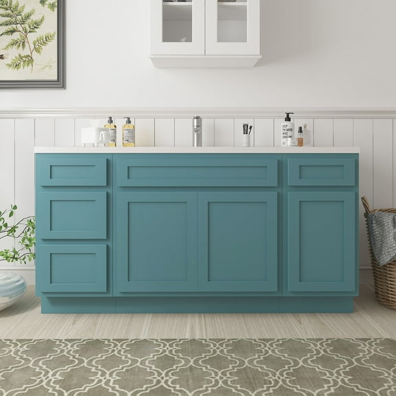 63 in. W x 21 in. D x 32.5 in. H Bath Vanity Cabinet without Top in Sea Green
