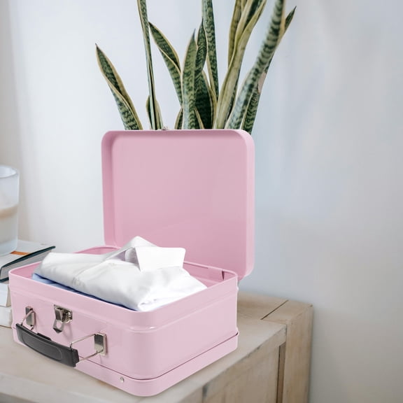 OUNONA Decorative Suitcase Tin for Party Decorations, Jewelry Organizer, and Small Storage Box - 1 Piece