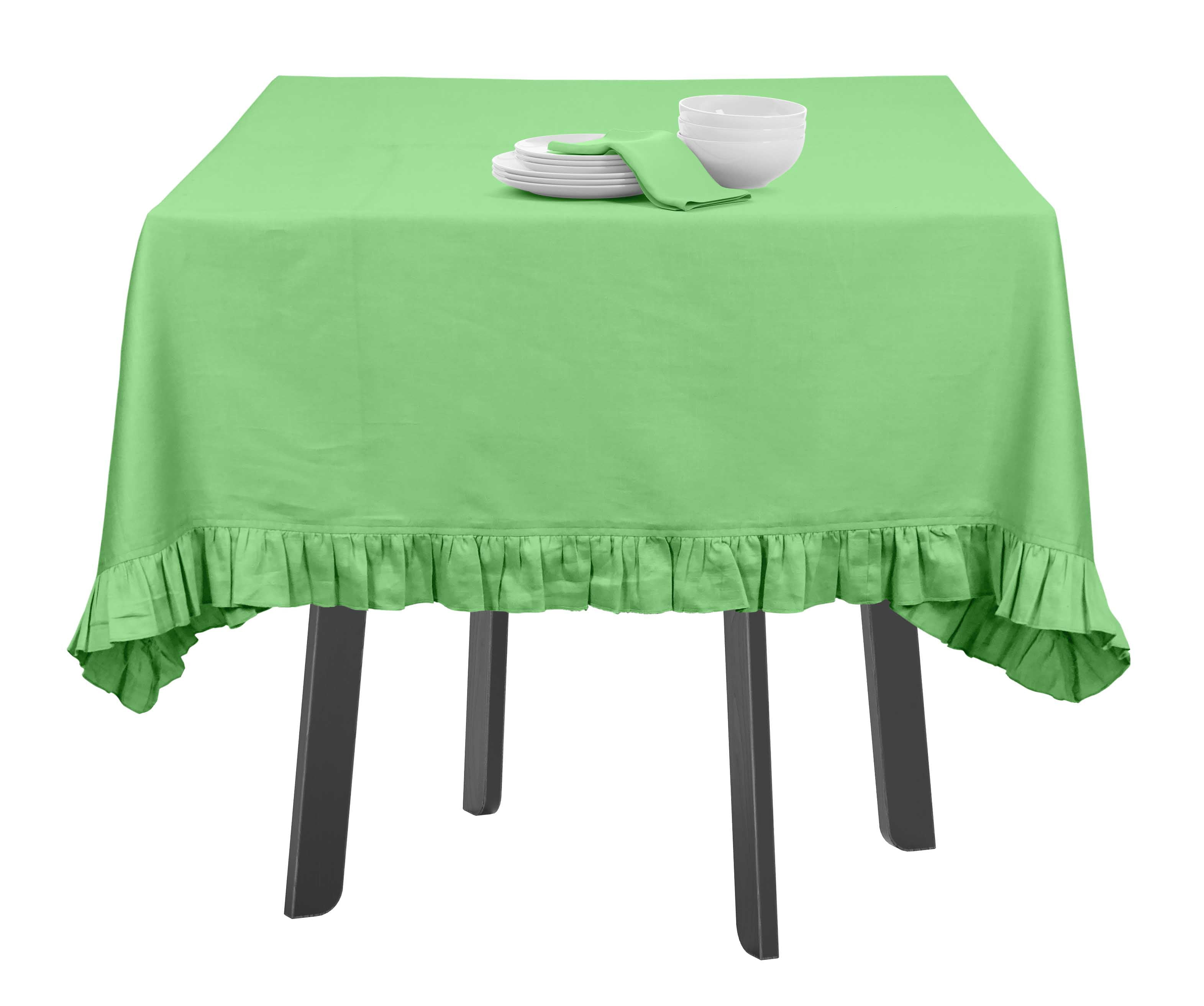Vargottam Ruffle Tablecloth Solid Table Cover, Cotton Tablecloths For