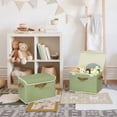 thumbnail image 7 of Fabric Storage Bins with Lids, Decorative Storage Boxes with PU Handles, Keepsake Memory box, Shelf Baskets for Closet, Sage Green, Large, 2-Pack, 7 of 7