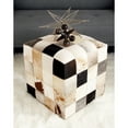 thumbnail image 3 of DecMode Leather Handmade Stool with Patchwork Pattern, Multi Colored, 3 of 9