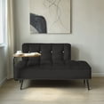 thumbnail image 2 of GZXS Modern Velvet Bench with Back and Rotating Side Table, 54" Upholstered Seating Sofa with Wood Frame and Metal Legs, 500lbs Weight Capacity, Black, 2 of 10