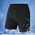 thumbnail image 2 of Awwp Men's Swim Shorts with Pockets Elastic Waist Lightweight 5 Inch Board Shorts Bathing Suits Beach Swimwear Black Size: L, 2 of 6