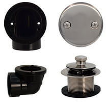 Westbrass 1-1/2" Bathtub Pull & Drain Plumber's Pack with Two-Hole Elbow and ABS Fittings, Satin Nickel