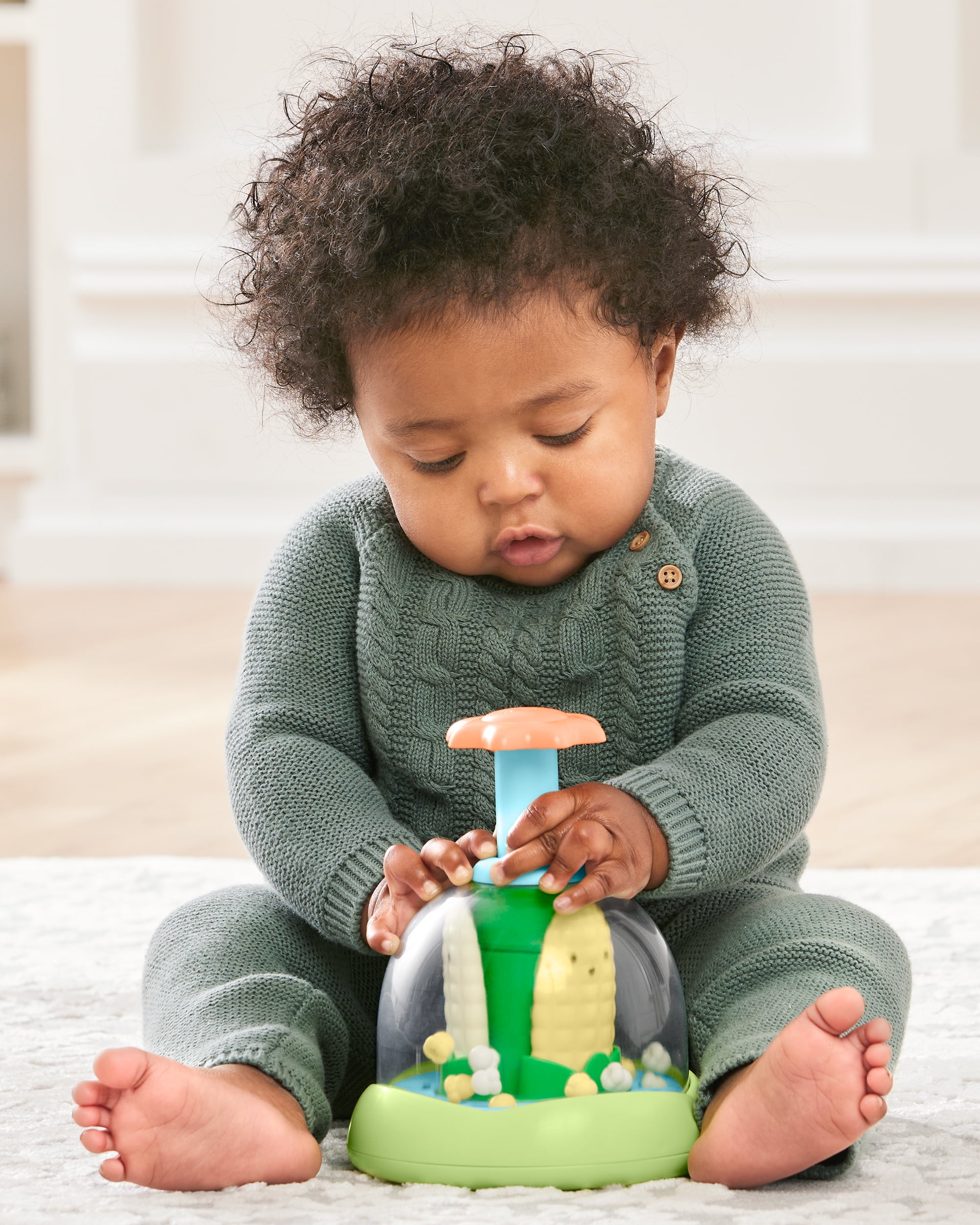 Skip Hop Farmstand Push & Spin Baby Toy, Corn