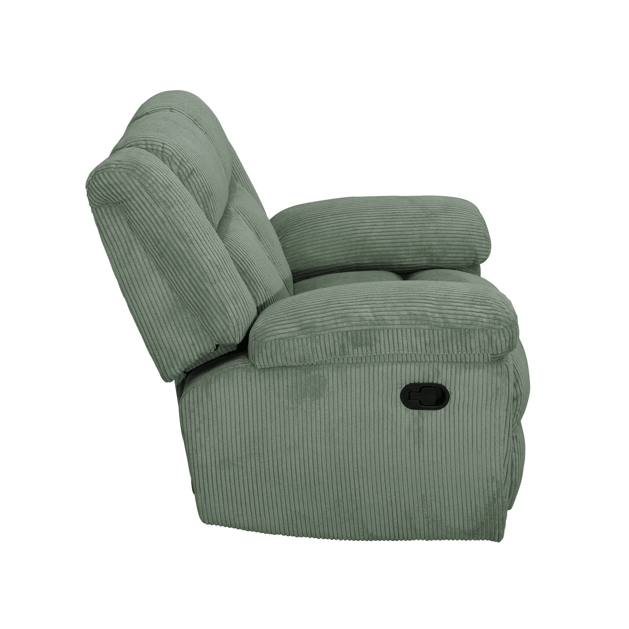 MAYEERTY Recliner Chair, Corduroy Fabric Reclining Chair with Adjustable Backrest for Living Room, Green