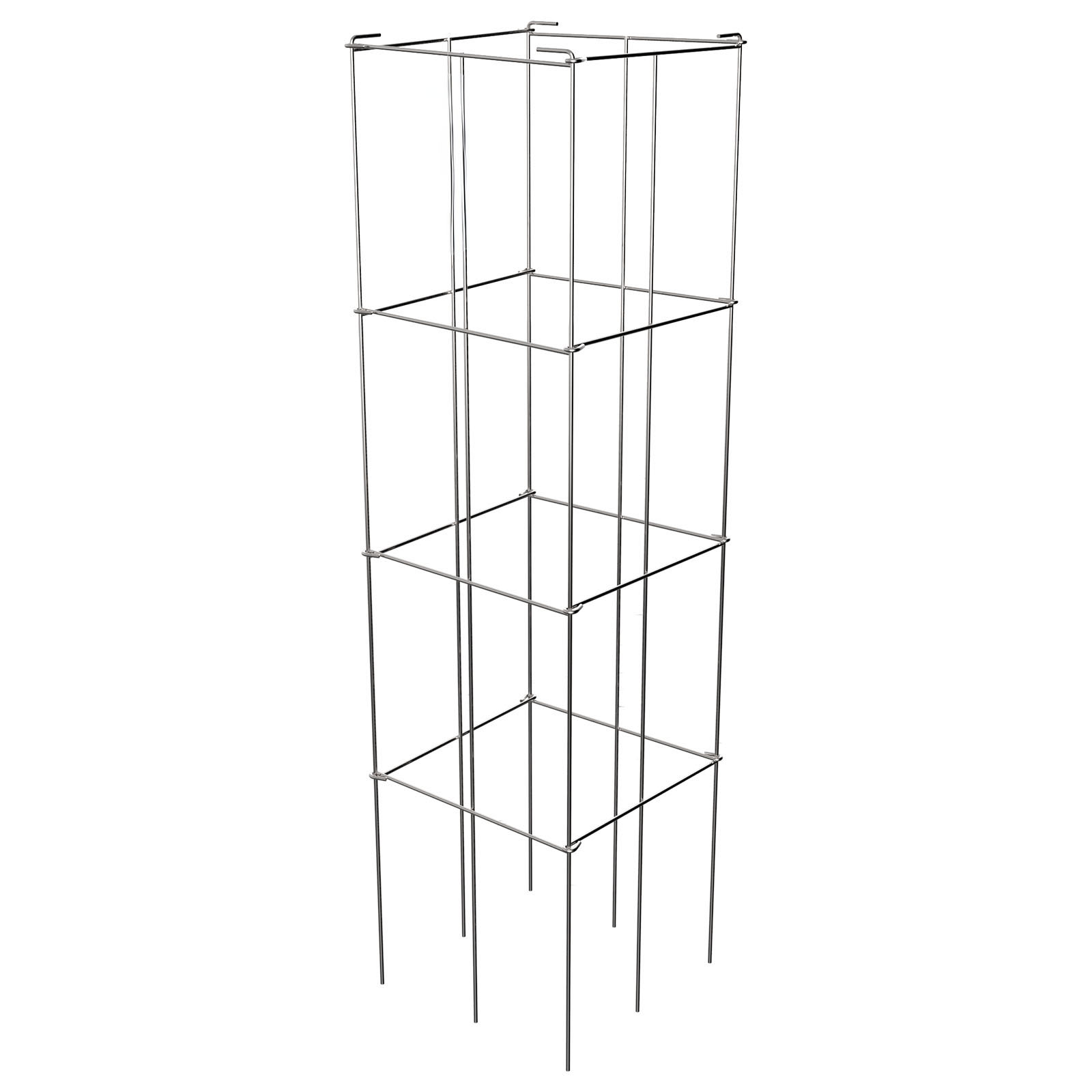 Olurrisa Tomato Cages, 11.8" x 11.8" x 46.1", 5 Packs Square Plant Support Cages, Silver PVC-Coated Steel Tomato Towers for Climbing Vegetables, Plants, Flowers, Fruits