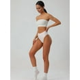 thumbnail image 5 of Women'S Large Size Cotton Half-Cover Hip High Waist Solid Color High Slit Briefs Cream White XL, 5 of 7
