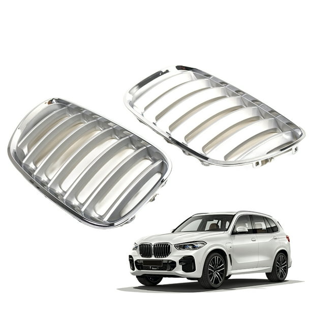 Racing Grills Wdftyju rejillas superiores delanteras ABS antiarañazos parrilla delantera Plata 51137113733 51137113734 Apto para X5 E53 04-06