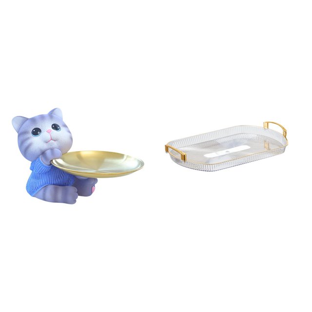 Bandeja De Almacenamiento De Joyas Con Estatua De Gato De Resina Moderna, Organizador Rectangular Nórdico Para Mesa De Comedor, Armario, Estante, Decoración Del Hogar, Escultura, Regalo