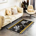 thumbnail image 2 of Erosebridal Racing Car Area Rug 3x5,Boys Race Car Non Slip Rug,Black and White Geometric Plaid Grid Carpet,Ocher Yellow Neon Lights 3D Flag Indoor Floor Mat for Kitchen Dining Room Under Table, 2 of 6