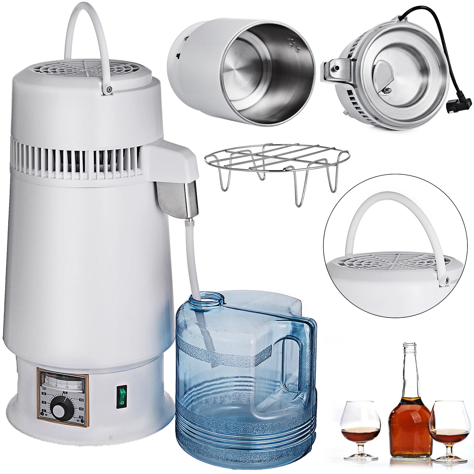 VEVOR 110V Water Distiller Countertop 750W, BPAFree Container 1.1 Gal/4L, Digital Control