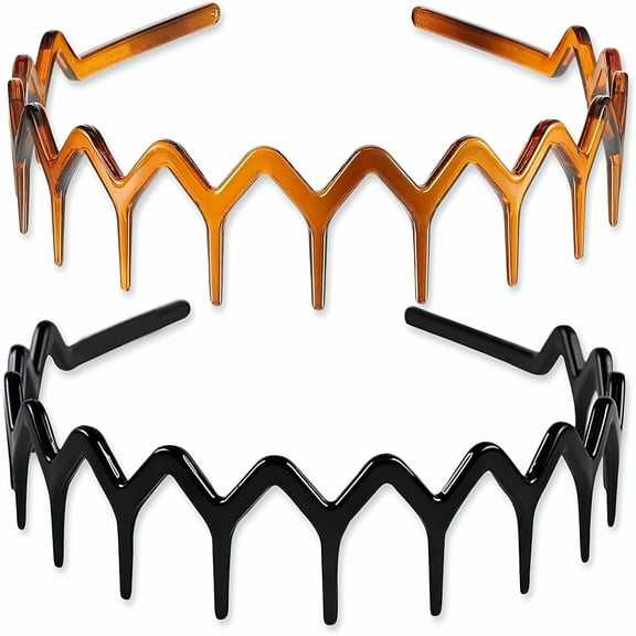 VANIDO 2 Pack Headbands, Shark Tooth Hair Comb Hairband with Teeth Non-Slip Comb Headbands Hair Hoop Hair Accessories for Women Men Girls