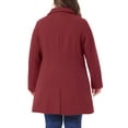 thumbnail image 4 of DARING DIVA Women's Plus Size Full Lined Side Pocket Single Breasted Coats 3X Burgundy, 4 of 6