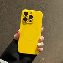 Compatible with iPhone 13 Pro Magnetic Case with Full Camera Lens Protector, Compatible with MagSafe, Liquid Silicone Case, Full Body Protective Shockproof Phone Cover,Yellow