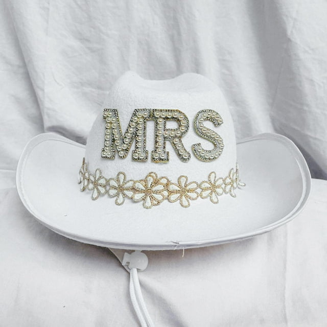 occidental Mujeres Sombrero de vaquero Apliques de flores Sombreros de Gorros Boda Novia Sombrero de de compromis , DONA SRA Yinane Sombrero de vaquero
